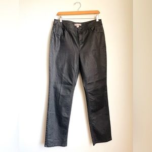 Chico’s coated black denim pants